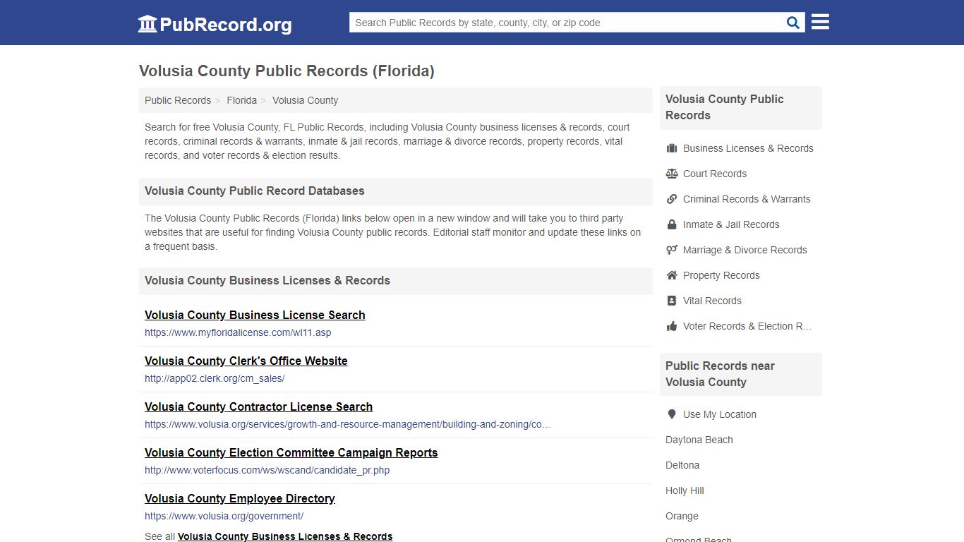 Free Volusia County Public Records (Florida Public Records)